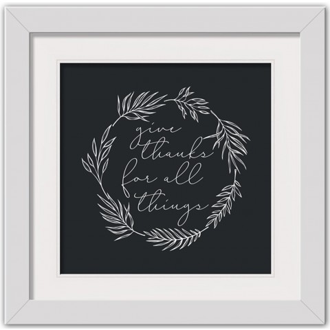 Give Thanks  16x16 White Framed Print Under Glass