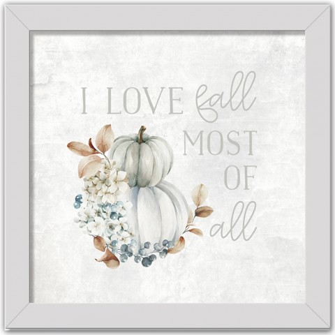 Fall Pumpkin 16x16 White Framed Print Under Glass
