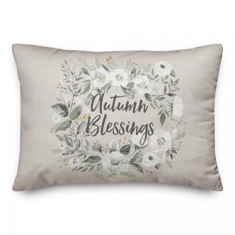 Floral  Wreath Blessings 14x20 Spun Poly Pillow