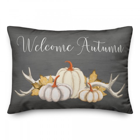 Welcome Autumn Pumpkins 14x20 Spun Poly Pillow