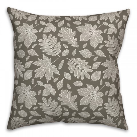 Gray Leaf Pattern Pillow