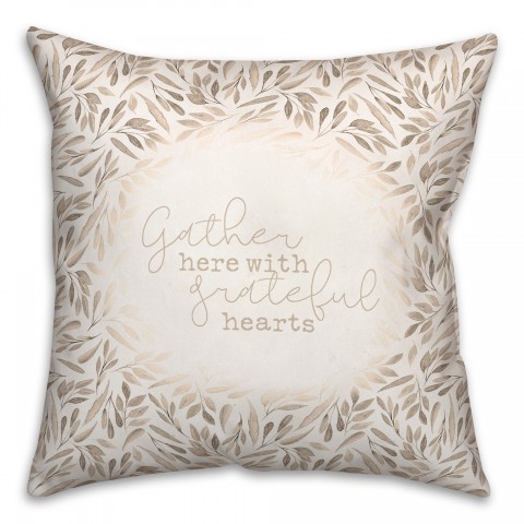 Greige Leaves Gather   Pillow
