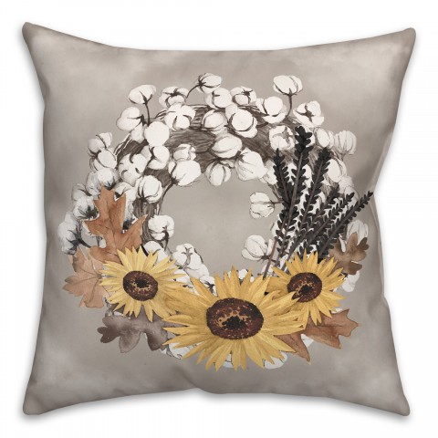 Cotton Harvest Wreath Pillow