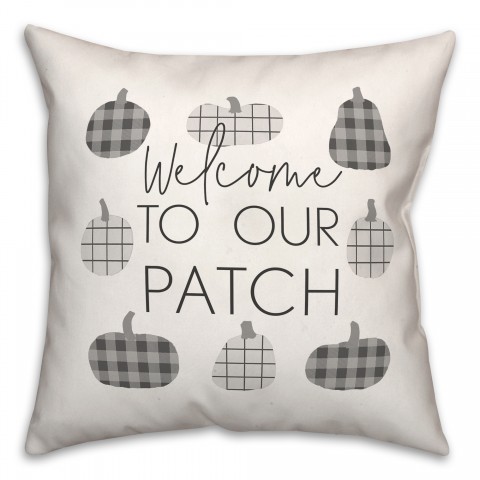 Welcome Checkered Pumpkins  Pillow