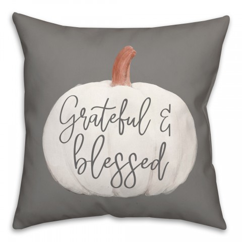 Gray Grateful And Blessed Pillow