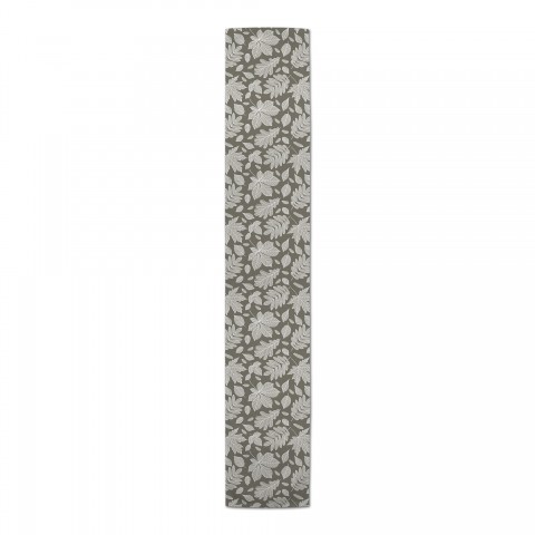 Gray Leaf Pattern Runner
