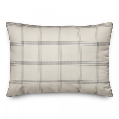 Gray Plaid Linen 14x20 Spun Poly Pillow