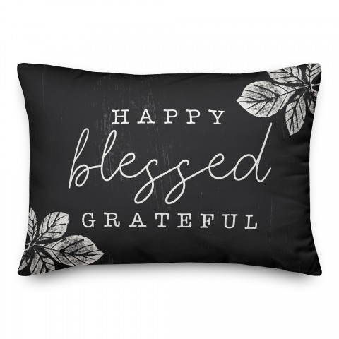 Happy Blessed Grateful 14x20 Spun Poly Pillow