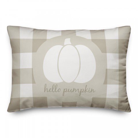 Hello Pumpkin Beige Buffalo 14x20 Spun Poly Pillow