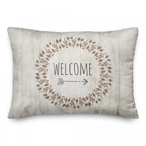 Autumn Welcome Wreath 14x20 Spun Poly Pillow