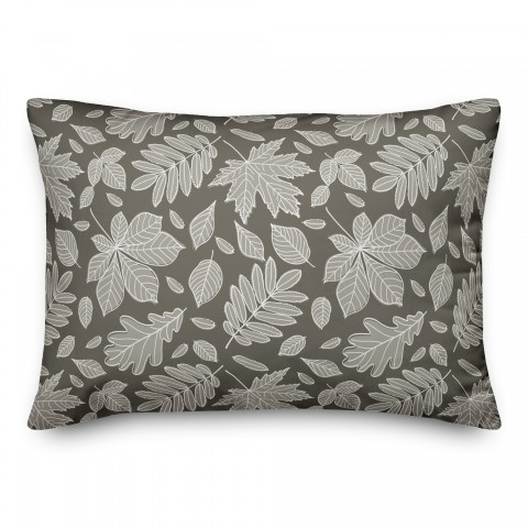 Gray Leaf Pattern 14x20 Spun Poly Pillow