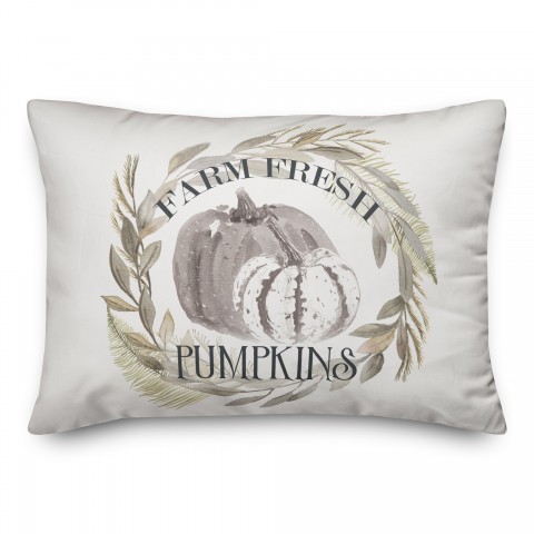 Pumpkins In Wreath 14x20 Spun Poly Pillow