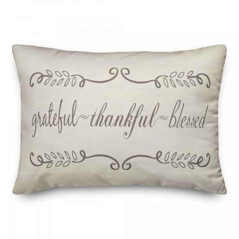 Grateful Thankful Blessed 14x20 Spun Poly Pillow
