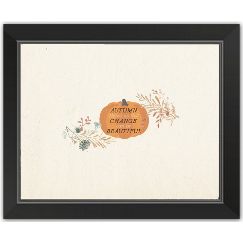 Fall Floral Pattern 16x16 Black Framed Print Under Glass