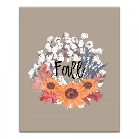 Earthy Fall Wreath 11x14 Canvas Wall Art
