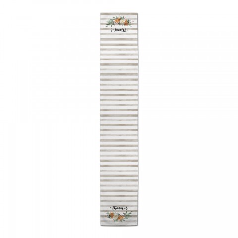 Striped Floral Thankful 16x72 Poly Twill Table Runner