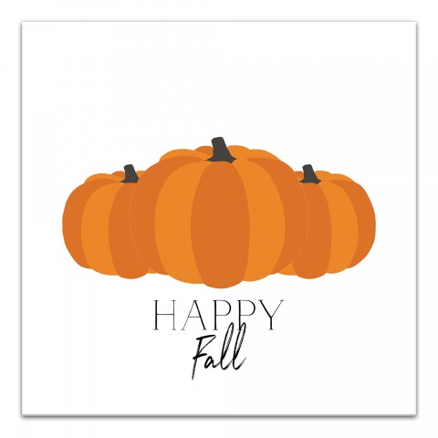 Happy Fall Pumpkin Trio 16x16 Canvas Wall Art