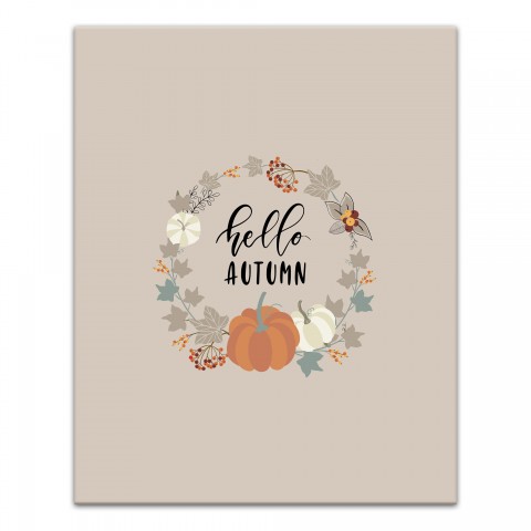 Hello Autumn Wreath 11x14 Canvas Wall Art