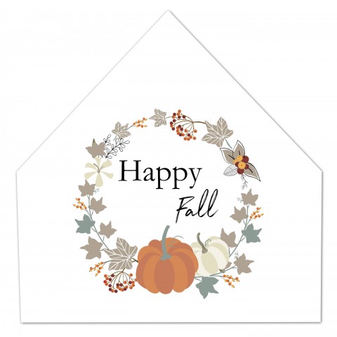 Gather Fall Foliage 17x17 House Shaped Canvas