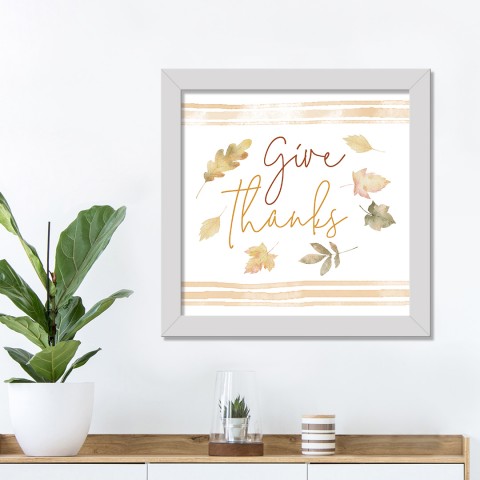 Give Thanks 16x16 White Framed Print Under Glass