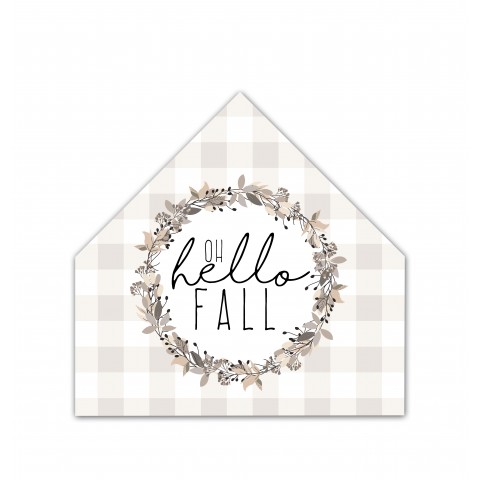 Hello Fall Wreath 17x17 House Shaped Canvas
