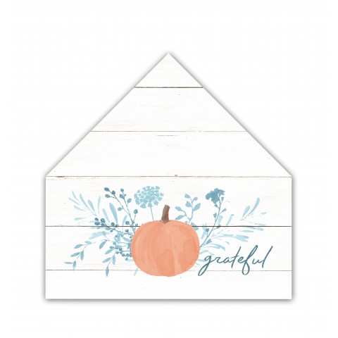Grateful Pumpkin 17x17 House Shaped Canvas