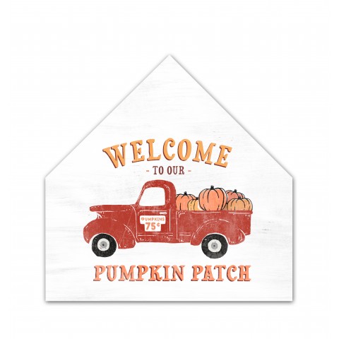 Pumpkin Patch Truck 17x17 House Shaped Canvas