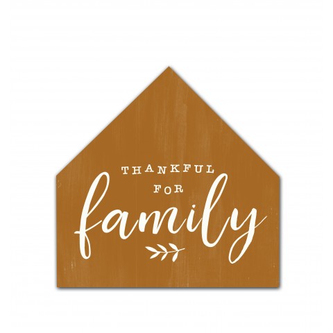 Thankful For Family 12x12 House Shaped Canvas