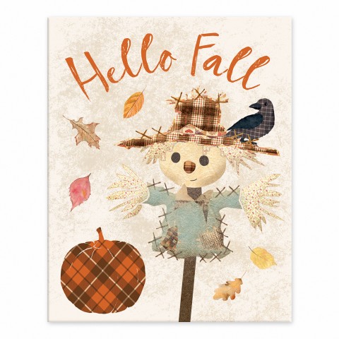 Hello Fall Scarecrow 8x10 Tabletop Canvas