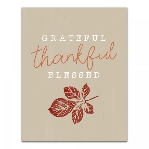 Grateful Thankful Blessed  11x14 Canvas Wall Art
