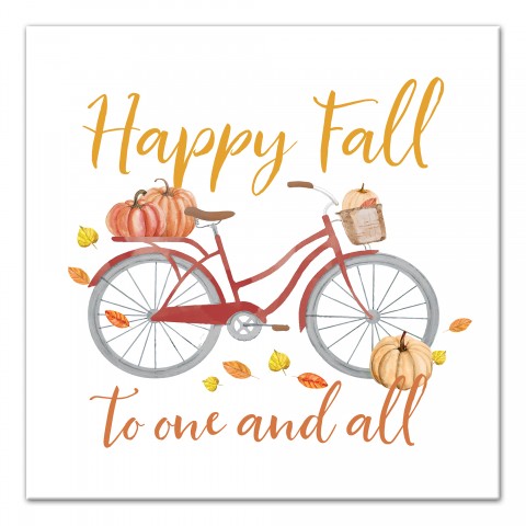 Happy Fall Bike 16x16 Canvas Wall Art