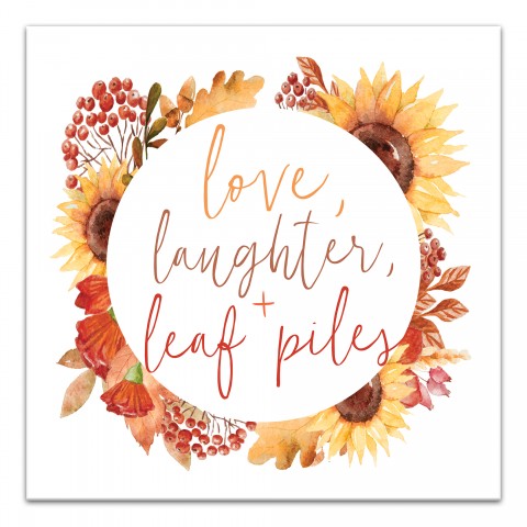 Love Laughter Leaf Piles 16x16 Canvas Wall Art