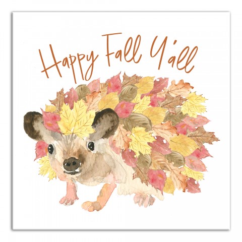 Happy Fall Y'all Hedgehog 12x12 Canvas Wall Art