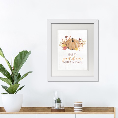 Autumn Days  11x14 White Framed Print Under Glass
