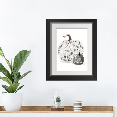 White Pumpkin 11x14 Black Framed Print Under Glass