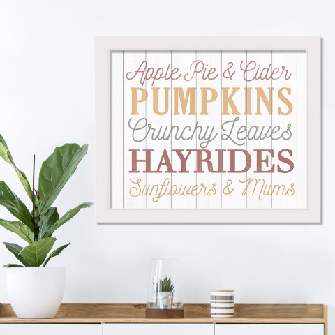 Fall Words 20X16 White Framed Print Under Glass