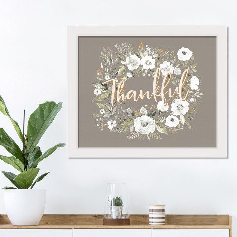 Falll Wreath 20X16 White Framed Print Under Glass
