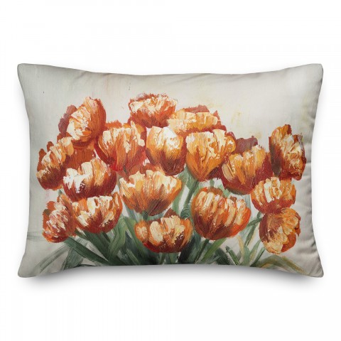 Orange Fall Flowers 14x20 Spun Poly Pillow