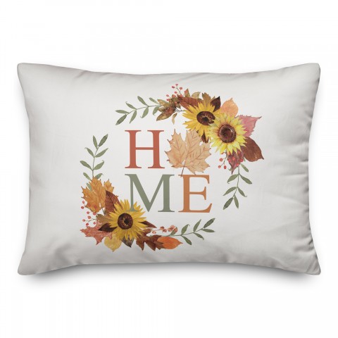 Autumn Home Wreath 14x20 Spun Poly Pillow