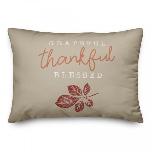 Grateful Thankful Blessed  14x20 Spun Poly Pillow