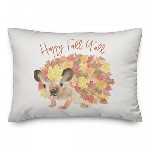 Happy Fall Hedgehog 14x20 Spun Poly Pillow