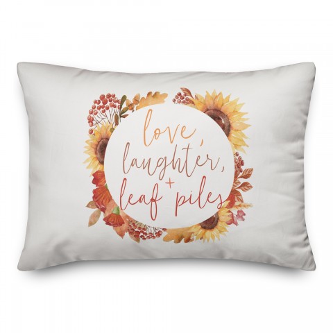 Love Laughter Leaf Piles 14x20 Spun Poly Pillow