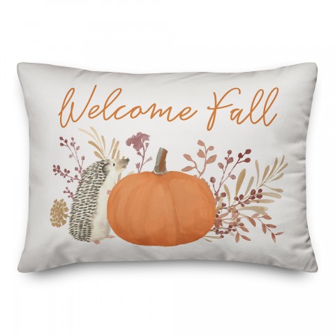 Welcome Fall Hedgehog 14x20 Spun Poly Pillow