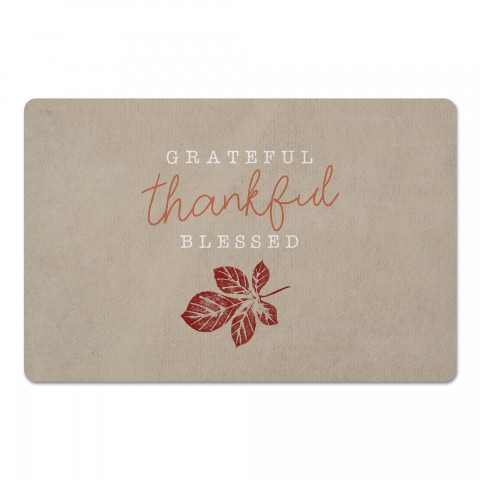 Grateful Thankful Blessed Leaf 27x18 Floor Mat