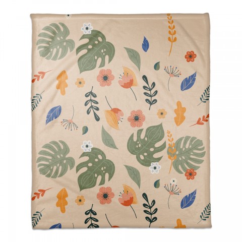 Floral Summer Palms 50x60 Coral Fleece Blanket