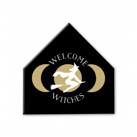 Welcome Witches 12x12 House Shaped Canvas