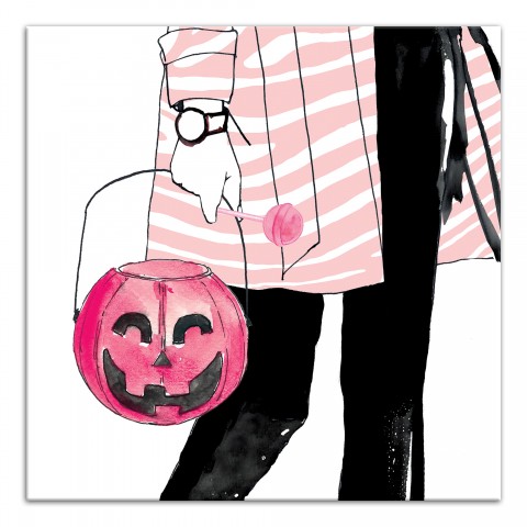 Pink Trick Or Treater 12x12 Canvas Wall Art