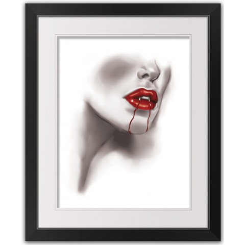 Vampire Lips 16x20 Black Framed Print Under Glass