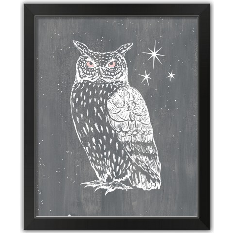 Owl Print 16x20 Black Framed Print Under Glass