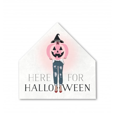 Here For Halloween 12x12 House Shaped Canvas
